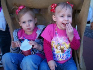 Eating a snack waiting on the Princess parade.